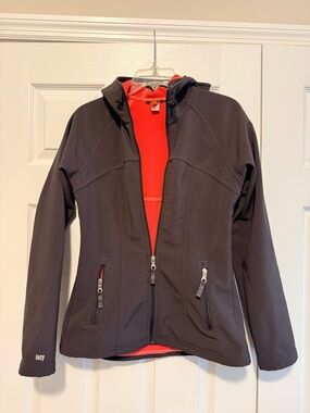 Lucy Black Hooded Softshell Jacket with Pink Fleece Lining